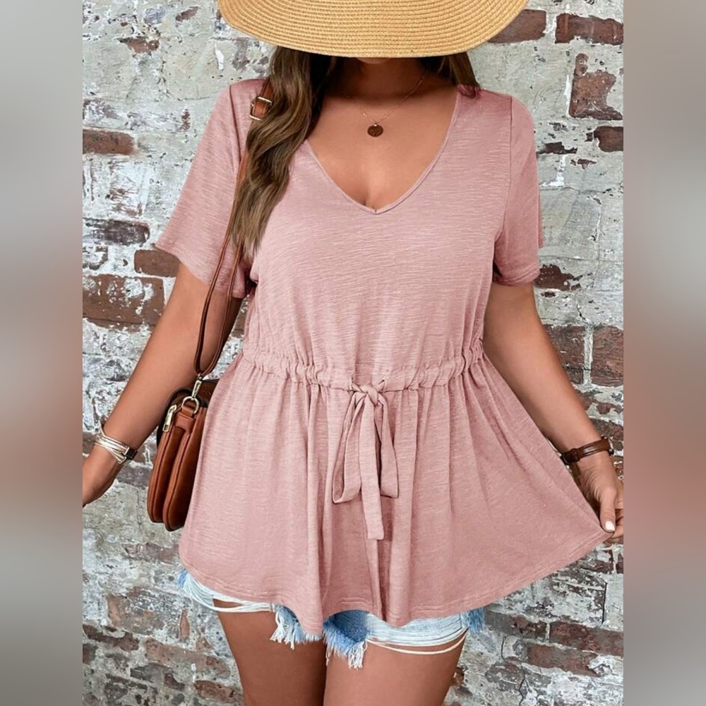 SHEIN Emery Rose Plus Drawstring Waist Peplum Tee Size 16 (0XL) - Picture 6 of 6